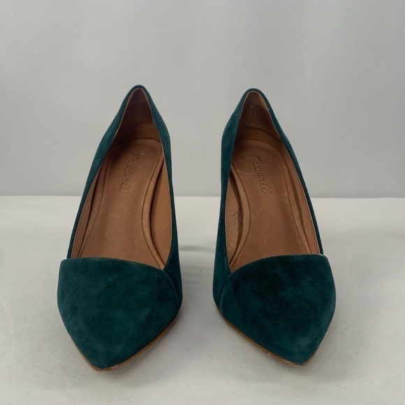 Madewell The Mira Suede Point Toe Heels in Green Size 6 - Picture 4 of 10